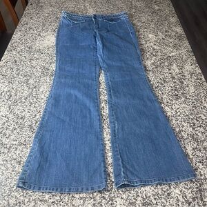 New York and Company Soho Jeans Size 10, High Waist Flare Boho Hippie Denim Belt